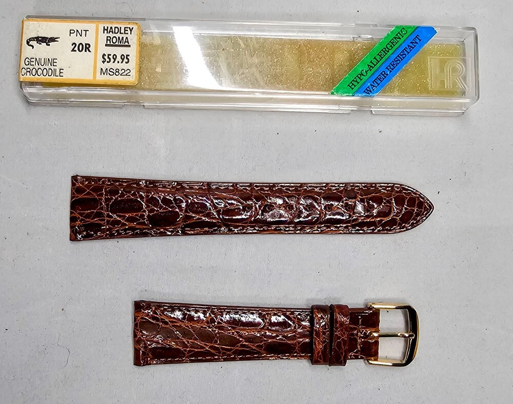 Hadley-Roma Genuine Crocodile Watch Band Peanut Brown 20mm NOS Vintage MS822